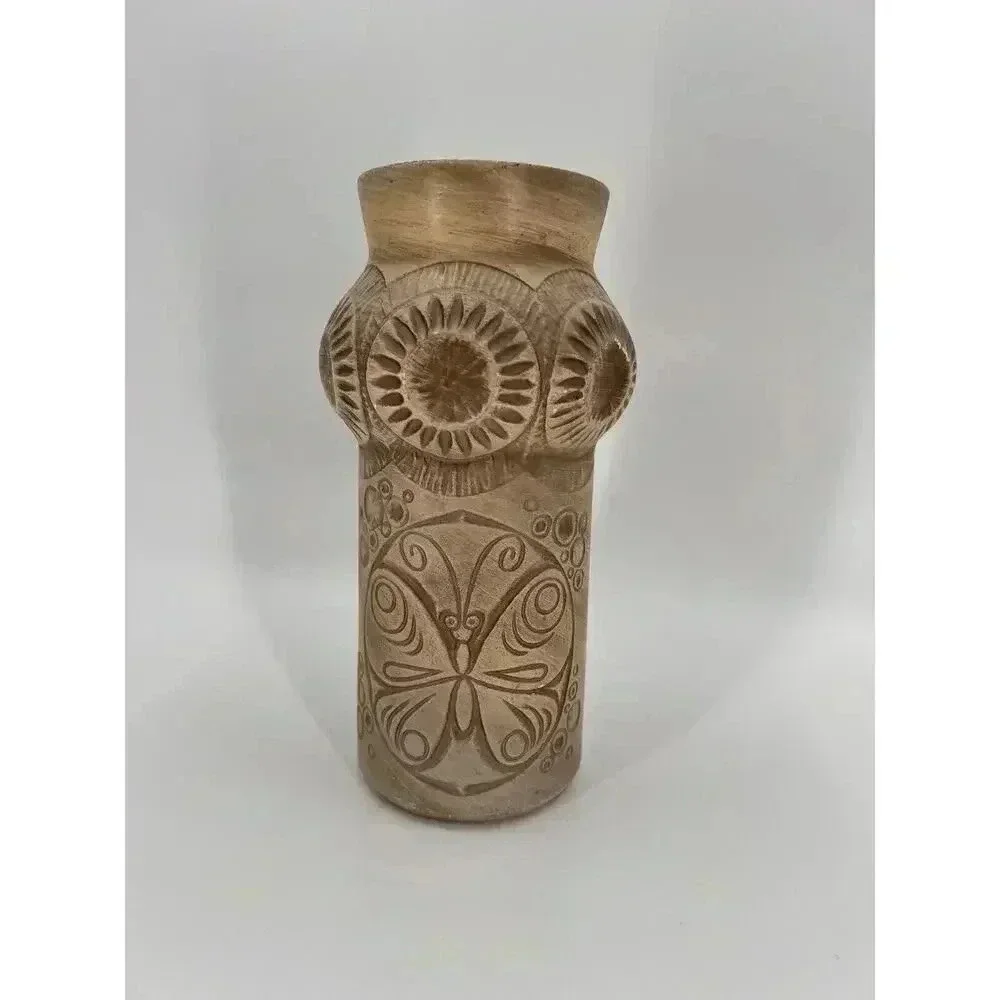 VINTAGE McCoy Vase Scandia #620 Beige Tan Taupe Pottery Butterfly Mid Century